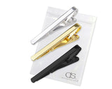 3 Pieces Men's Tie Clip Tie Bar Set - Gold, Silver and Black