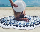 Fiber Printing Beach Towel with Tassels - Mandala Pattern
