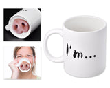 Pink Pig Nose Cup Ceramic Coffee Tea Mug - White