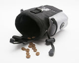 Dog Treat Bag with Waste Bag Dispenser and Drawstring - Black