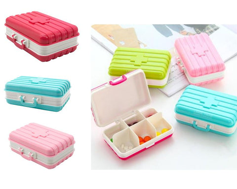 Portable Pill Box 6 Compartments in Suitcase Shape