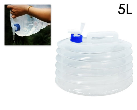 5L Collapsible Camping Water Container with Tap - Transparent