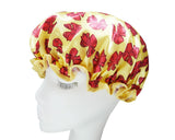 Double Layer Shower Cap with Butterfly Pattern