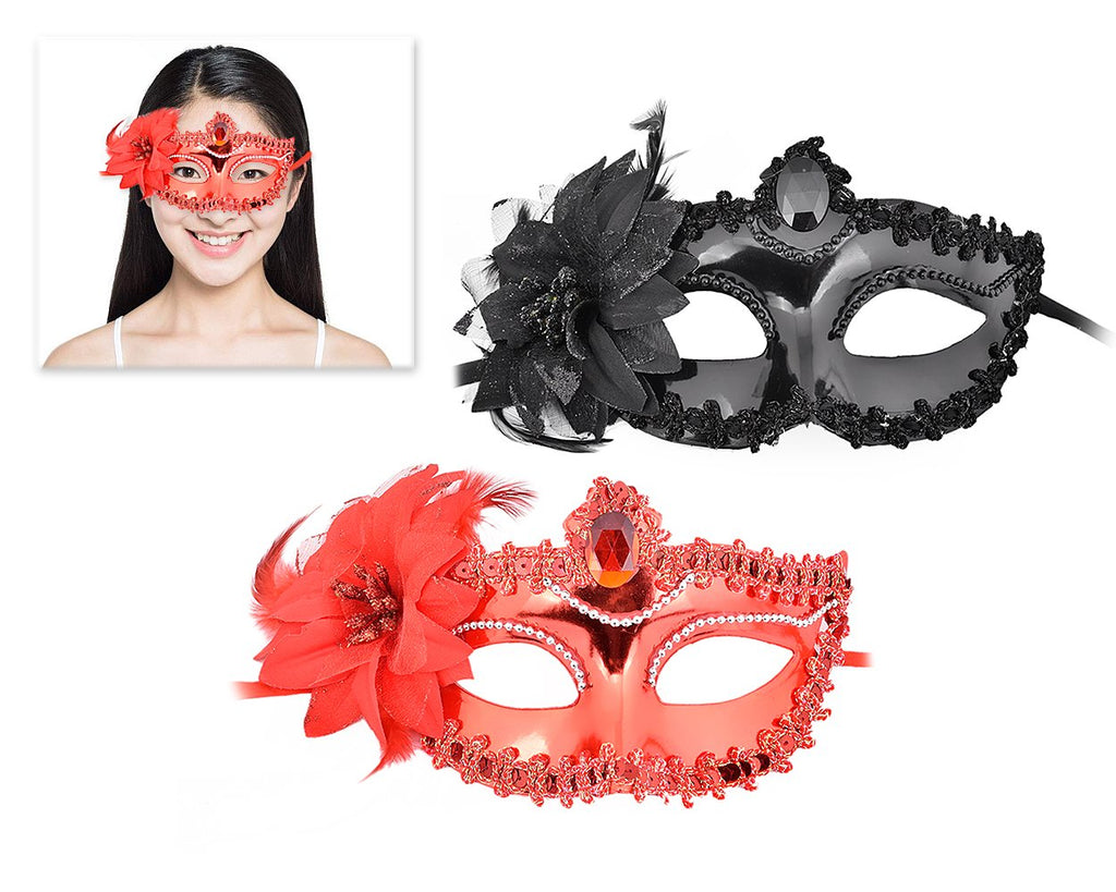 Masquerade Mask with Flower Set of 2 Costume Party Mask