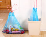 6 Pieces 30L Drawstring Trash Bags Garbage Bags - Blue and Black