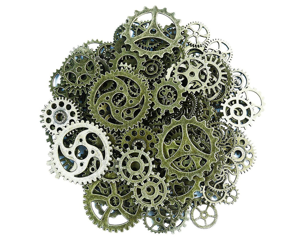 150 Grams Steampunk Gear Cog Charms  for Jewelery Making - Bronze