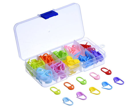 120 Pieces Knitting Crochet Locking Stitch Markers with Compartment Box