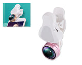 3 in 1 Clip on Phone Camera Lens with Fisheye Lens - Rose Gold