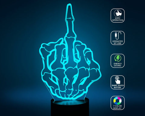 Multi Colors Middle Finger LED 3D Optical Illusion Lamp