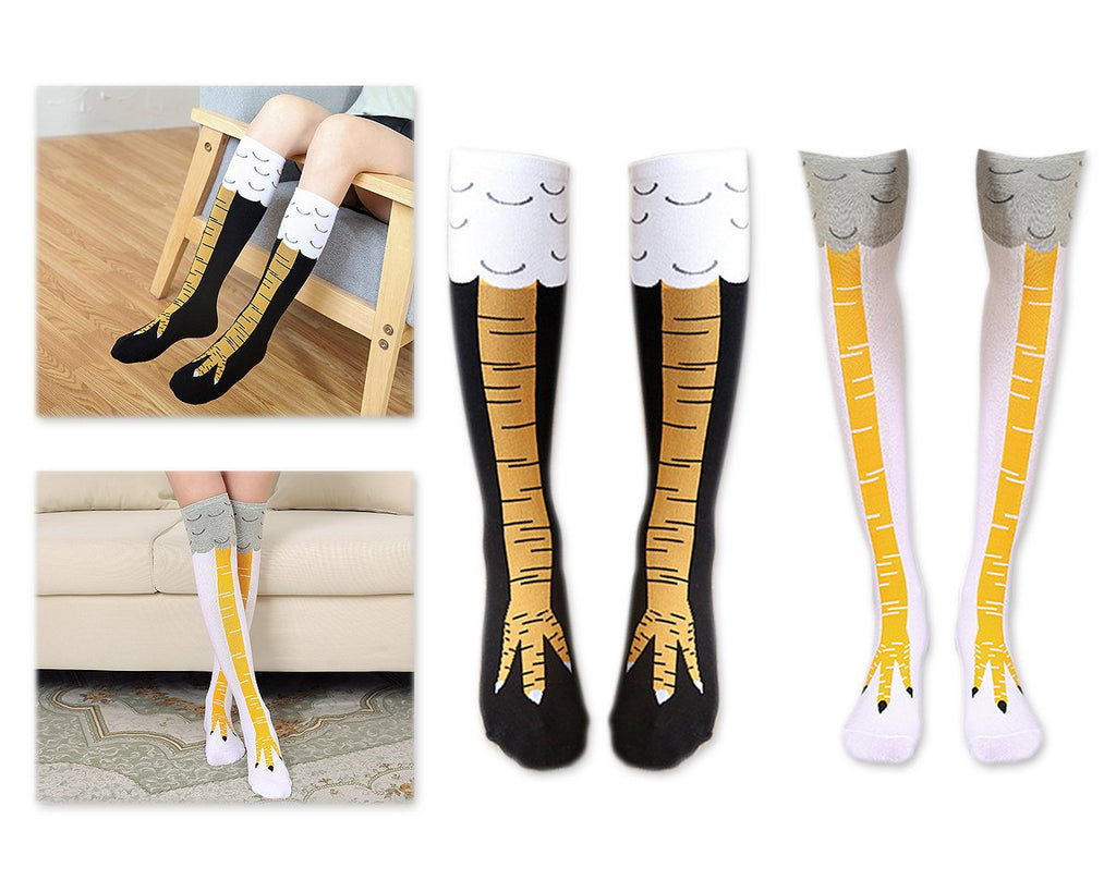 Chicken Leg Socks for Women 2 Pairs Knee High Cotton Socks