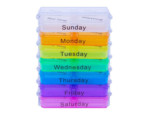 Pill Box with 28 Compartments