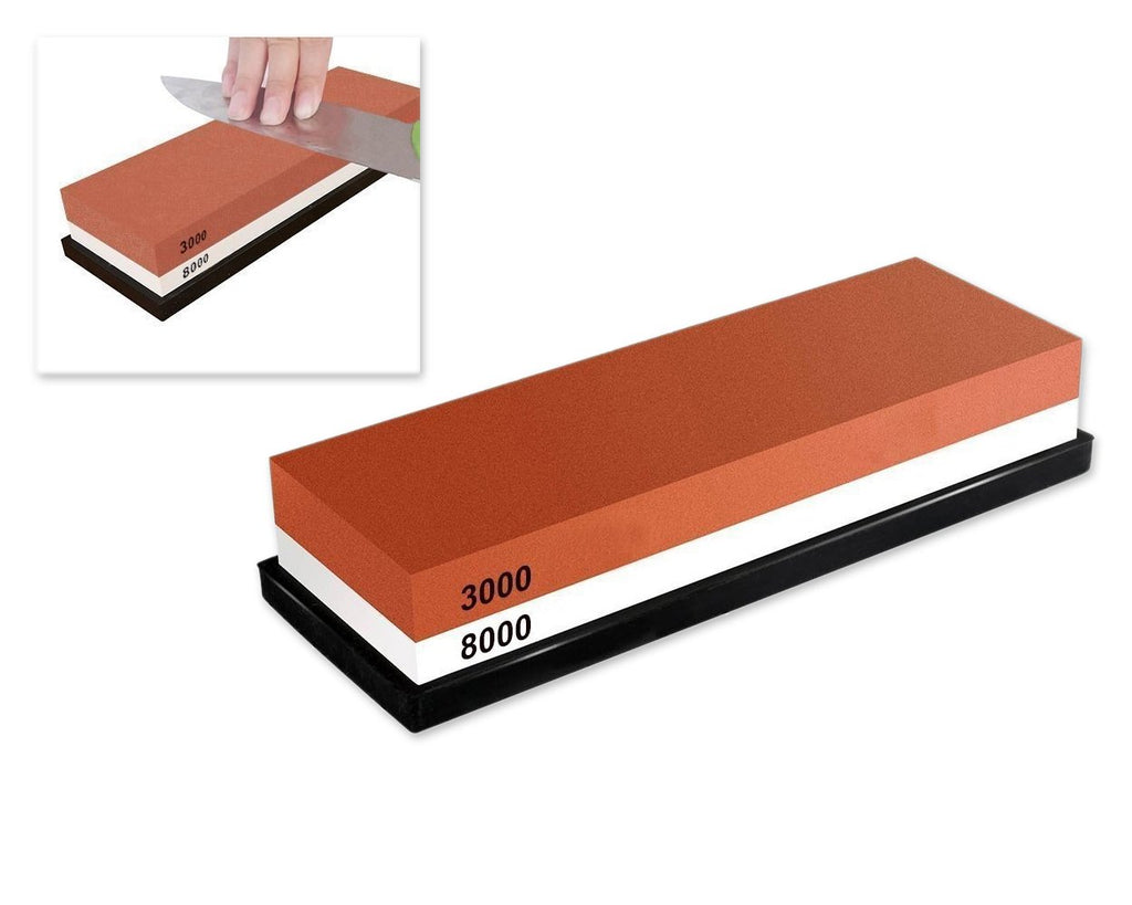 3000 / 8000 Grit Knife Sharpener Stone - Brown and White