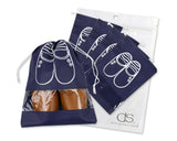 5 Pieces Portable Shoe Bags with Drawstring - Navy Blue