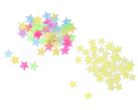 100 Pieces Luminous Star Shaped Wall Stickers for Bedroom Decoration