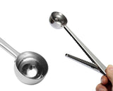 2 Pcs Stainless Steel Measuring Scoop and Grinder Cleaning Brush