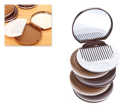 5 Pcs Chocolate Cookie Compact Mirror Makeup Vanity Mirror - Brown