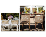 2 Pcs Burlap Mr. & Mrs Chair Banner Chair Garland Rustic Wedding Decor