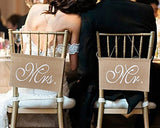 2 Pcs Burlap Mr. & Mrs Chair Banner Chair Garland Rustic Wedding Decor