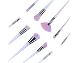 10 Pcs Professional Makeup Brush Set with Rectangle Bag - Pink