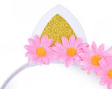 3 Pieces Kids Unicorn Headbands with Ears and Flowers for Party