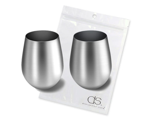 2 Pieces 550 ml Stainless Steel Wine Glasses - Silver