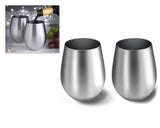 2 Pieces 550 ml Stainless Steel Wine Glasses - Silver