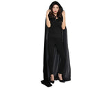 Halloween Party Costume Cloak with Hood Long Velvet Cape - Black