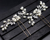 3 Pieces Pearl Bridal Hair Pins Headpiece