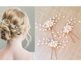 3 Pieces Pearl Bridal Hair Pins Headpiece