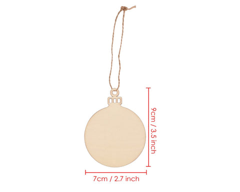 Wooden Tags 60 Pieces Blank Round Wood Bauble for Christmas Decoration