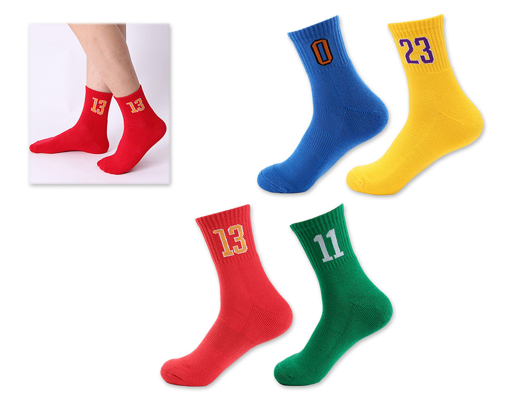 Crew Socks 4 Pairs Sport Socks with Numbers