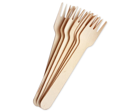 Disposable Wooden Forks 50 Pieces Eco-friendly Compostable Forks