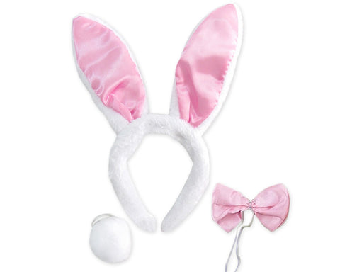 Bunny Ears Headband with Bowtie and Tail Easter Bunny Costume Set for Party