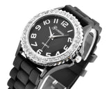 GENEVA Crystal Bezel Large Face Silicone Sport Women's Watch