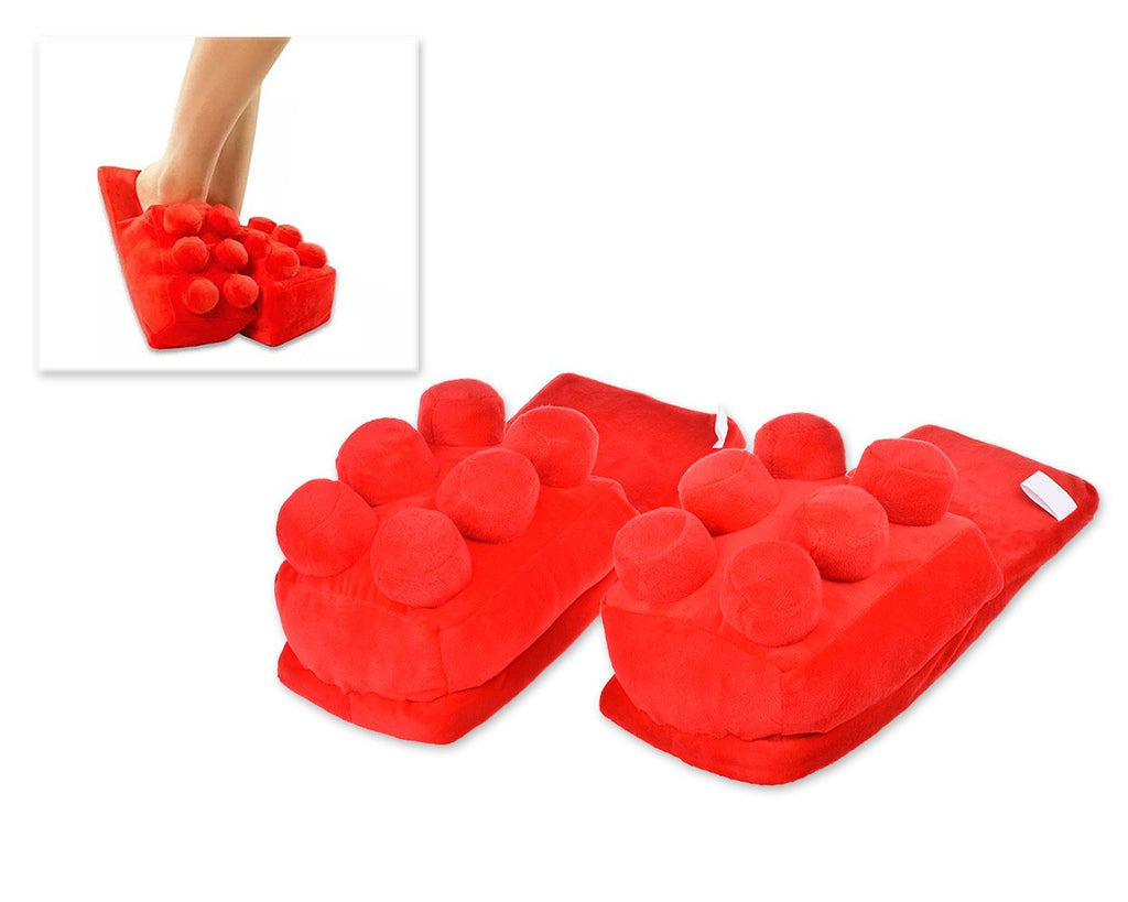 One Size Building Block Slippers - Red