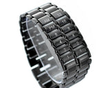 Men Carbonized Steel Binary LED Quartz Movement Wrist Watch