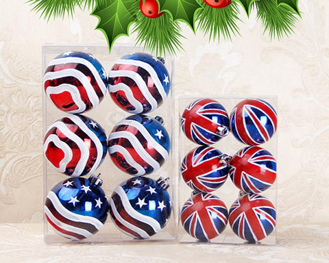 Flag Series 6 Pcs Christmas Ball Ornaments - UK Flag Pattern