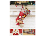 3 Pieces Grid Pattern Christmas Stockings - Red