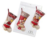 3 Pieces Grid Pattern Christmas Stockings - Red