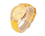 Geneva Unisex Gold Plated Round Leather Wrist Watch