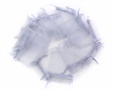 100 Pcs 7 cm x 9 cm Organza Drawstring Pouches - Silver