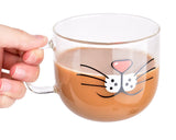 Cat Beard Cute Mug with Lid 500 Milliliter/17 Ounces Transparent Glass Funny Tea Cup Coffee Mug for Drinking Water Novelty Morning Mug