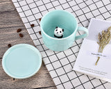 3D Cute Animal Ceramics Coffee Cup with Lid