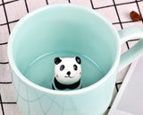 3D Cute Animal Ceramics Coffee Cup with Lid