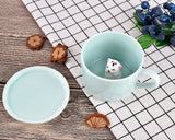 3D Cute Animal Ceramics Coffee Cup with Lid