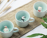 3D Cute Animal Ceramics Coffee Cup with Lid