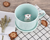 3D Cute Animal Ceramics Coffee Cup with Lid