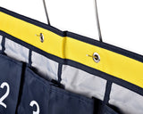 Classroom Pocket Chart 30 Pockets Hanging Organizer with 4 Hooks - Dark Blue