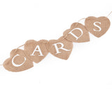 Cards Banner Heart Shaped Jute Burlap Banner