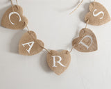 Cards Banner Heart Shaped Jute Burlap Banner